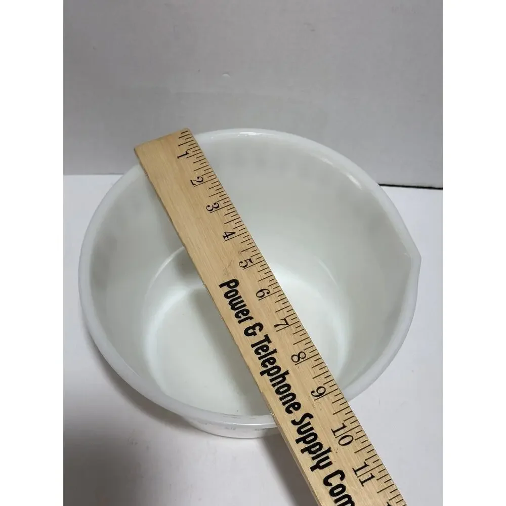 Milk Glass White Mixing Bowl Pour Black Wheat Design Fit Hamilton Beach VTG Rare